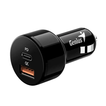 Cargador para Carro Genius PD-36AC-CAR | 36W | USB-C + USB-A | Carga Rápida | Negro