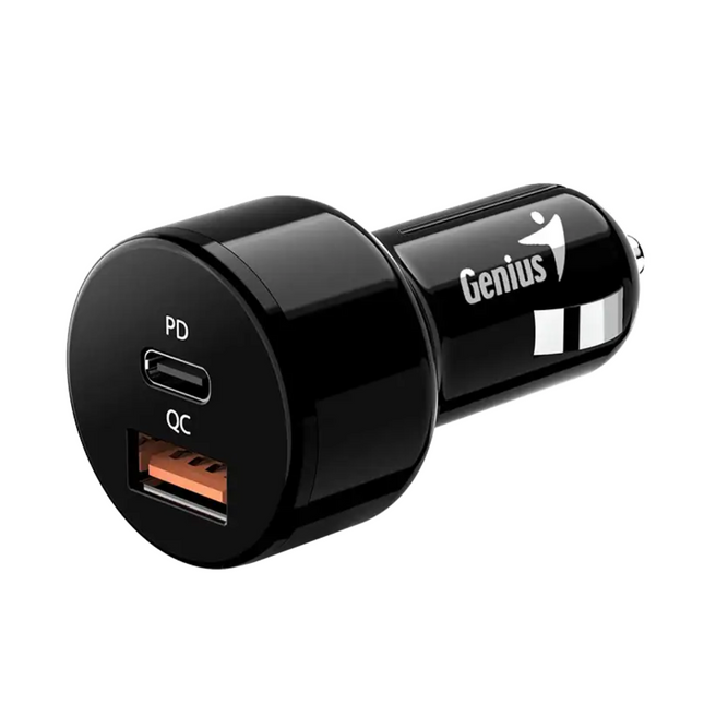 Cargador para Carro Genius PD-36AC-CAR | 36W | USB-C + USB-A | Carga Rápida | Negro