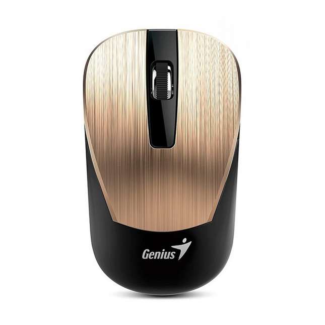 Mouse Genius RS2 NX-7015 | Inalámbrico con receptor USB | Sensor BlueEye 1200 DPI | Diseño ergonómico | Color Dorado
