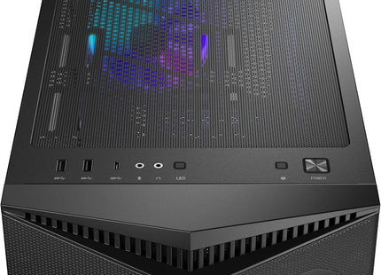 Case MSI MPG GUNGNIR 300R vista trasera con ventilador exhaust y conectores I/O superiores
