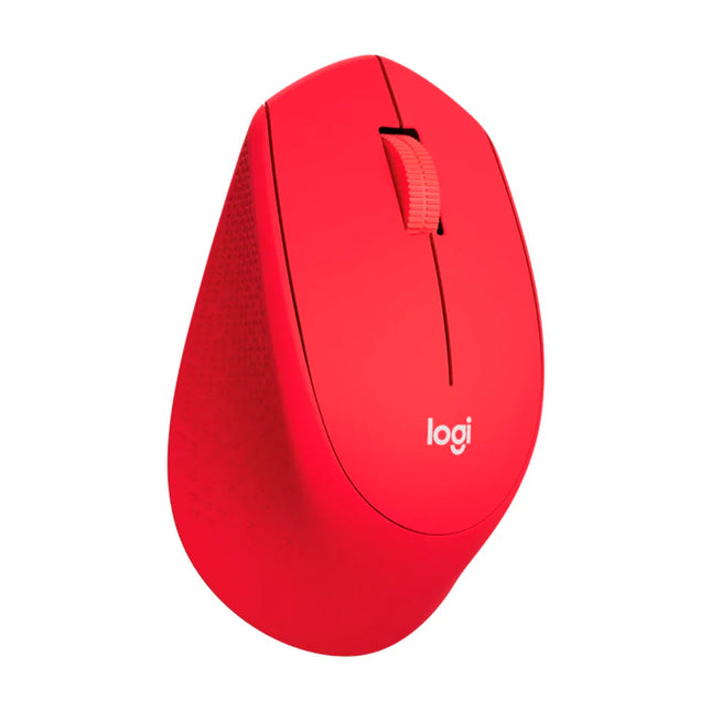 Mouse Logitech M280 vista lateral derecha mostrando forma curva ergonómica