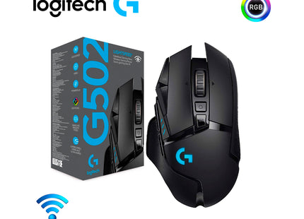Mouse Logitech G502 Lightspeed vista superior mostrando botones programables