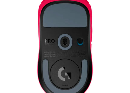 Mouse Gaming Logitech Pro X Superlight 2 vista inferior con sensor HERO 2 y pads deslizantes