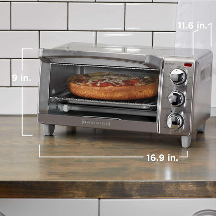Horno Tostador Black+Decker TO1745SSG‑LA | 30 L / 4 Rebanadas | 1150 W | Convección Natural | 4 Funciones | Acero Inoxidable