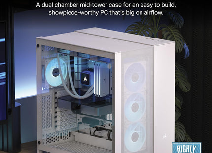 Case Gaming Corsair 6500D Airflow | Media Torre | Doble Cámara | Vidrio Templado | Blanco | CC-9011260-WW