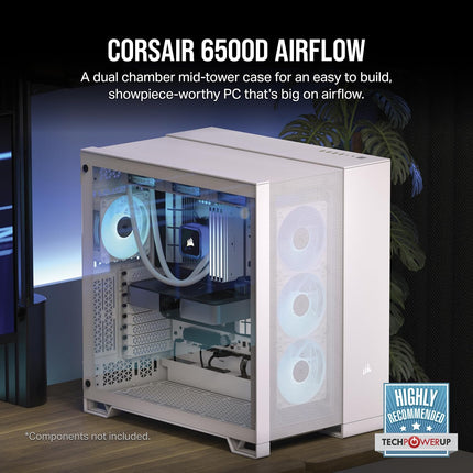 Case Gaming Corsair 6500D Airflow | Media Torre | Doble Cámara | Vidrio Templado | Blanco | CC-9011260-WW