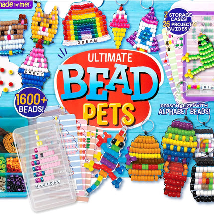 Ultimate Bead Pets - Kit de Manualidades para Niños - Crea 26 Llaveros con Cuentas y Plantillas Divertidas