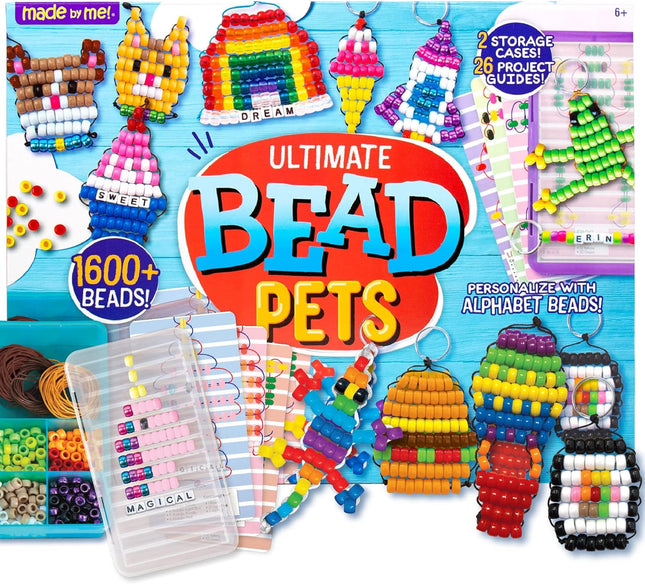 Ultimate Bead Pets - Kit de Manualidades para Niños - Crea 26 Llaveros con Cuentas y Plantillas Divertidas