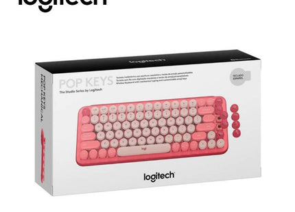 Vista lateral del teclado Logitech POP Keys destacando su diseño compacto 65%