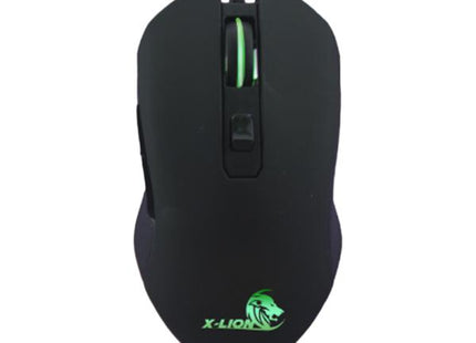 Mouse gaming X-Lion MS-700 negro con cable USB vista frontal superior
