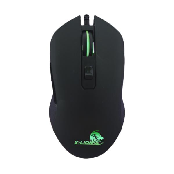 Mouse gaming X-Lion MS-700 negro con cable USB vista frontal superior