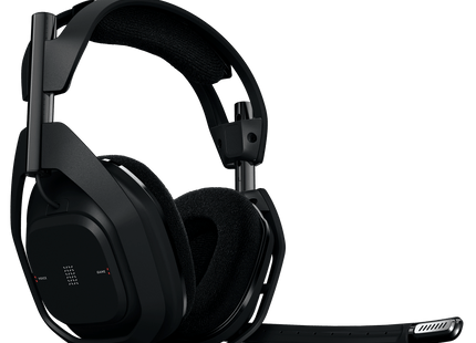Vista lateral del auricular Logitech A50 X mostrando diseño ergonómico