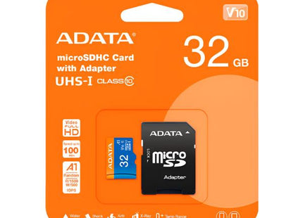 Memoria Micro SD ADATA | 32GB | Clase 10 | UHS-I | 85MB/s lectura | Con adaptador SD