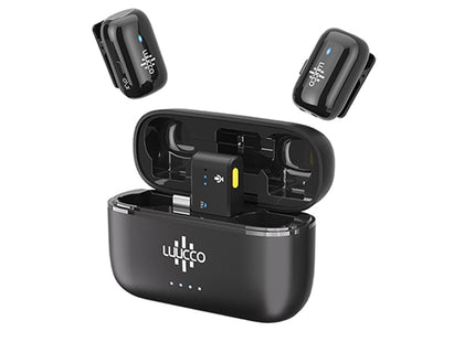 Luucco MiniPods-K2 USB-C negro, transmisores con estuche de carga abierto