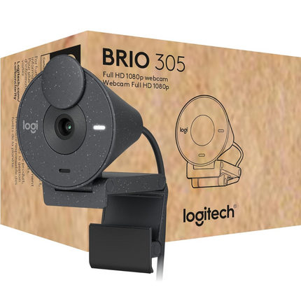 Cámara Web Logitech Brio 305 Graphite | Full HD 1080p | Micrófono con Reducción de Ruido | USB-C