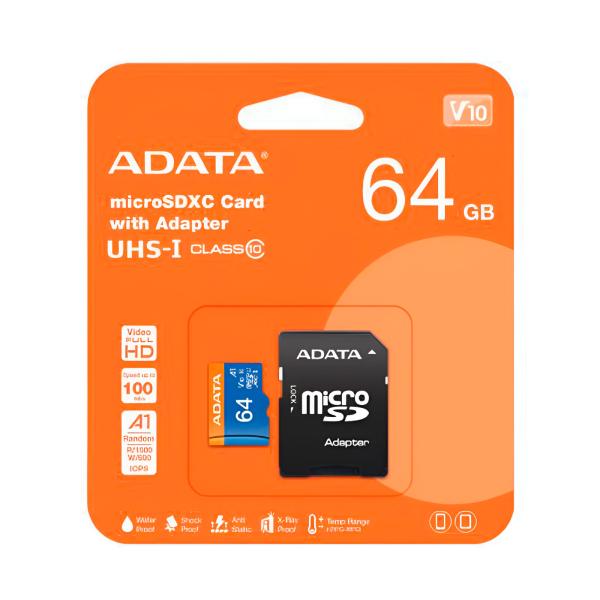 Memoria Micro SD ADATA AUSDX64GUICL10A1-RA1 | 64GB | Clase 10