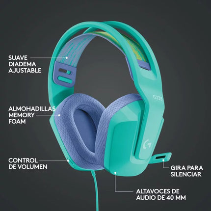 Headset Logitech Gaming G335 | Micrófono Flip-to-Mute | Sonido Estéreo