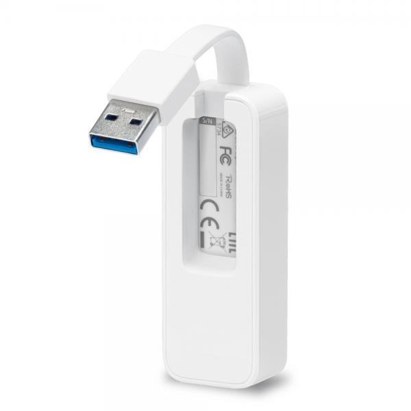 Adaptador de Red TP-Link UE300 | USB 3.0 a Gigabit Ethernet | 10/100/1000 Mbps | Cable Retráctil | Plug & Play