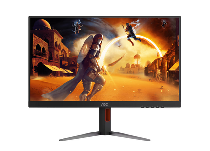 Monitor gaming AOC 27G4H de 27 pulgadas vista frontal con pantalla encendida mostrando imagen de juego