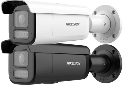 Cámara bullet Hikvision DS-2CD2643G2-LIZS2U vista frontal con lente varifocal y sensor infrarrojo
