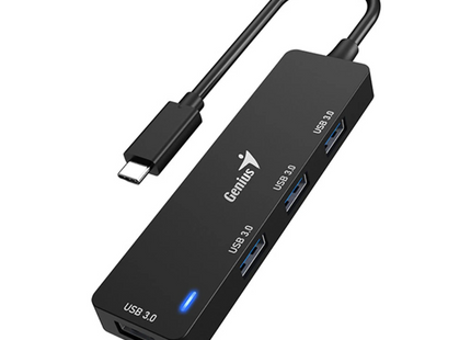 HUB Genius RS2 UH-400 | 4 Puertos USB 2.0 | Alámbrico | Compacto y portátil | Color Negro