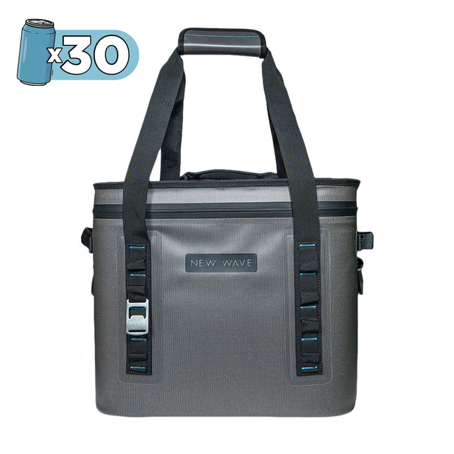 Hielera New Wave Soft Pack 20 litros color azul vista frontal completa