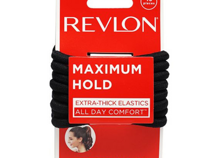 Cola Elástica Extra Gruesa Negra Revlon x15 | Para sujetar cabello abundante con firmeza y sin daños
