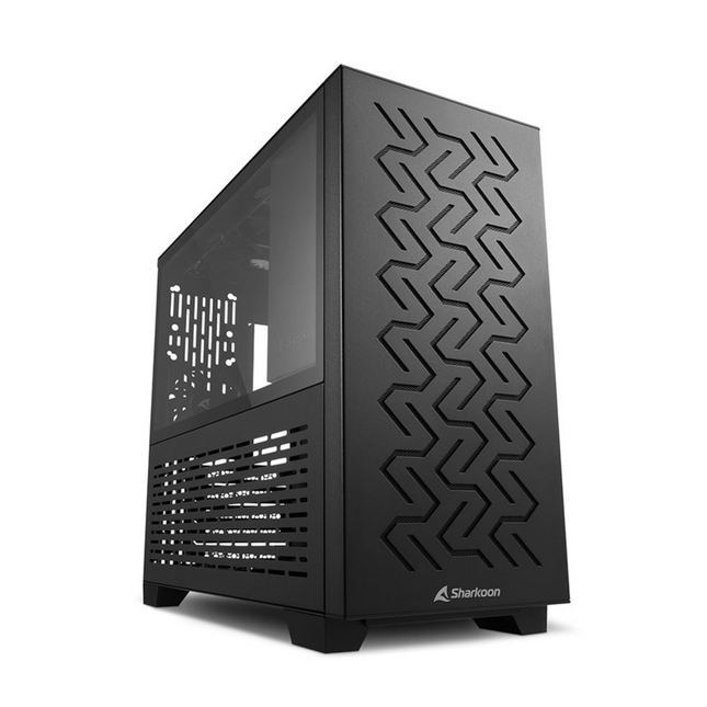 Case Sharkoon MS-Z1000 BK | Micro-ATX | Panel lateral de vidrio templado | Gestión de cables eficiente | USB 3.0 frontal