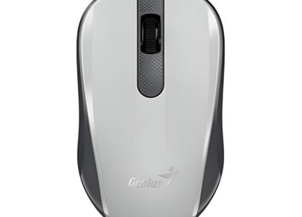 Mouse inalámbrico Genius NX-8008S blanco y gris vista frontal con receptor USB