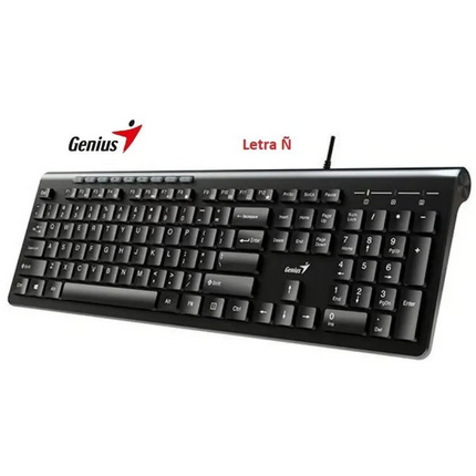 Teclado Genius SlimStar 230II | Alámbrico | Membrana | USB | Español | Diseño Delgado | Plug & Play