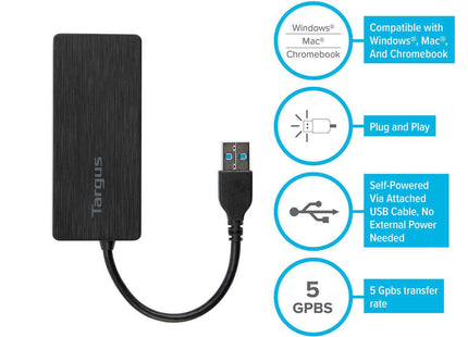 Targus hub USB 3.0 4 puertos ACH124US - vista de conjunto