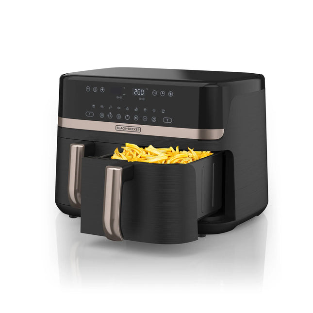 Freidora de Aire Black+Decker Purifry Digital AFBD92‑1BDLA | 9 L (2 × 4.5 L) | 1700 W | 9 Funciones | Panel Táctil | Negro/Champagne