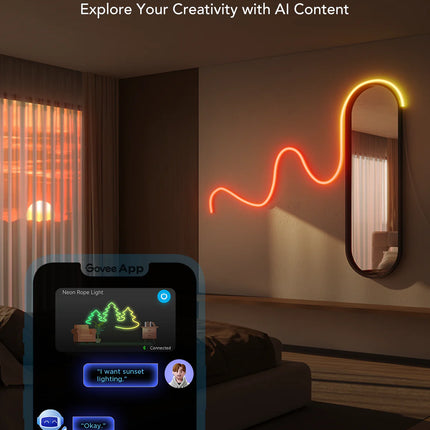 Luces Govee H61D4 Neon Rope Light 2S | 4 Metros | RGBIC | Wi-Fi + Bluetooth | Flexible | Negro