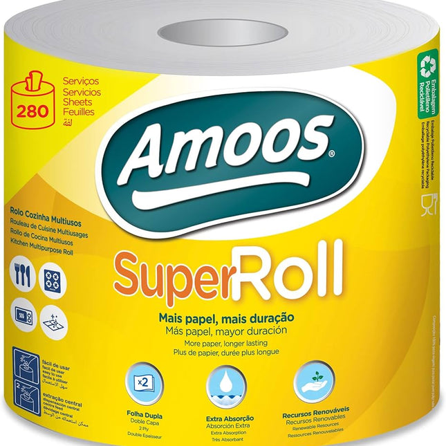 Amoos toalla mayordomo super roll doble hoja 280 h paq 6 und J627003.4