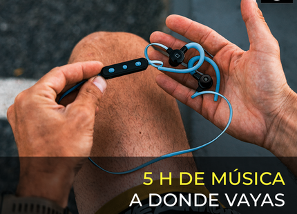 Audífonos inalámbricos VR10 azul con auriculares magnéticos y puerto carga USB