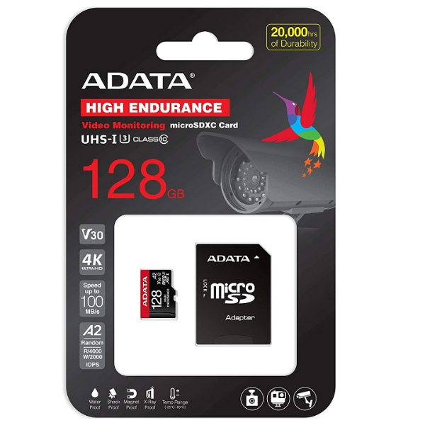 Memoria Micro SD ADATA Premier ONE | 128GB | UHS-I U3 | V30 | Clase 10 | A2 | Con adaptador SD