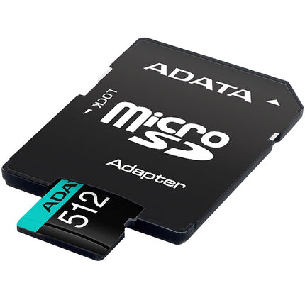 Memoria Micro SDXC ADATA | 512GB | UHS-I U3 V30 A2 | 100MB/s lectura | 4K | Con adaptador SD