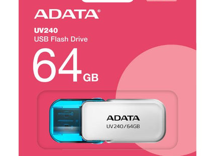 Memoria USB ADATA UV240 | 64GB | USB 2.0 | Celeste | Flip Cap | Compatible con Windows, Mac y Linux