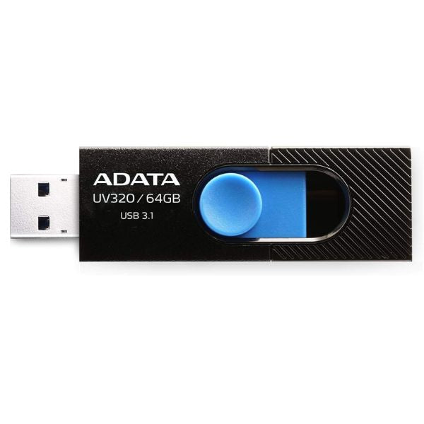 Memoria USB ADATA UV320 64GB | USB 3.1 Gen 1 | Negro/Azul | Lectura hasta 100MB/s