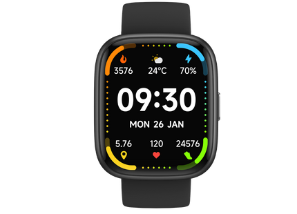 AIWA AWSWI26B reloj inteligente negro vista frontal