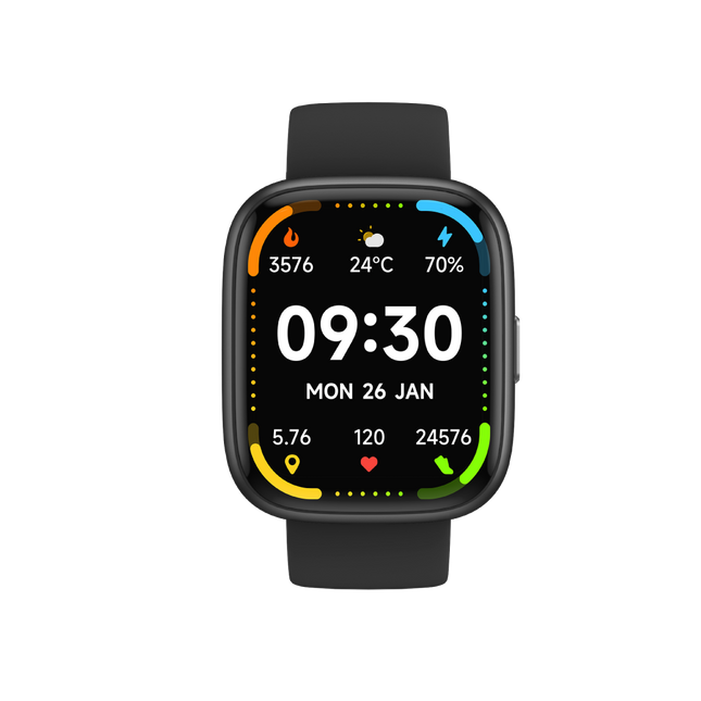 AIWA AWSWI26B reloj inteligente negro vista frontal