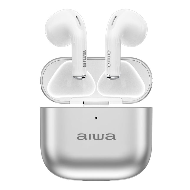 AIWA AWTWSG6M audífonos inalámbricos TWS blancos vista frontal