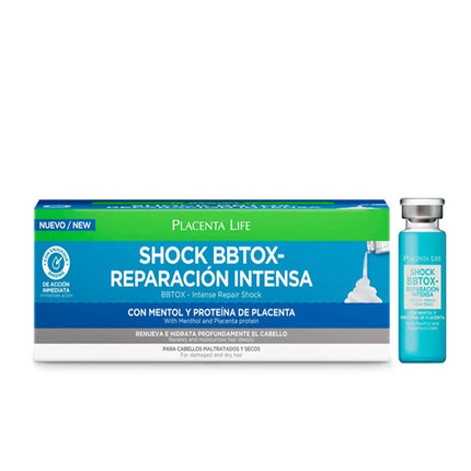 Ampolla Shock BBtox Reparación Intensiva 15ml Placent Life | Para restaurar y alisar profundamente el cabello dañado