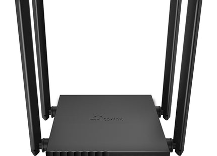 Router TP-Link Archer C50 AC1200 vista frontal con antenas y luces LED