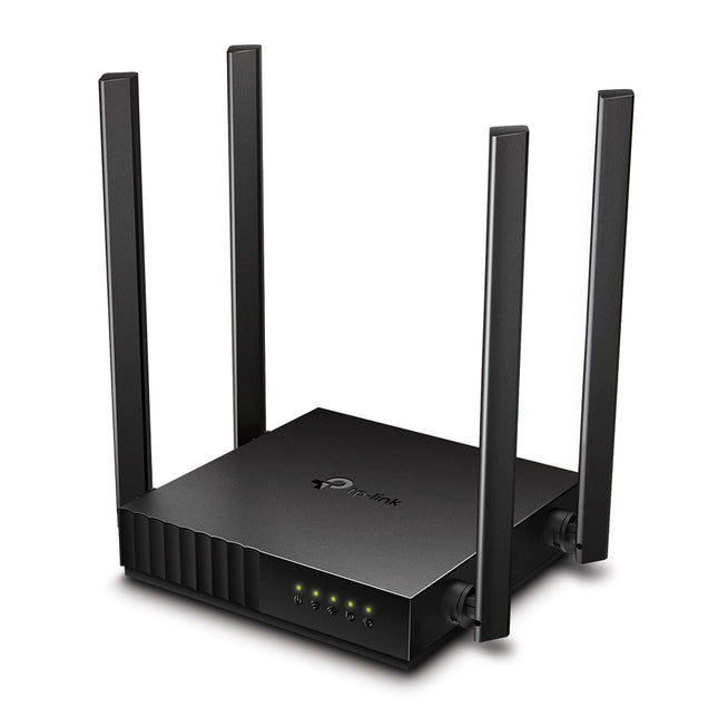 Router TP-Link Archer C50 vista trasera con puertos Ethernet y conexiones