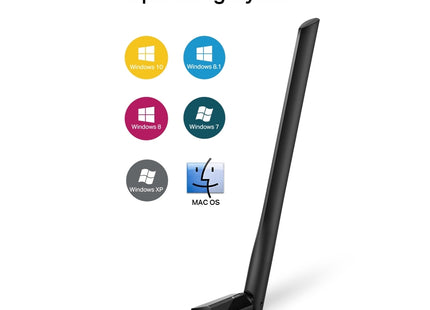 TP-Link T2U Plus vista lateral con detalles de construcción y logo
