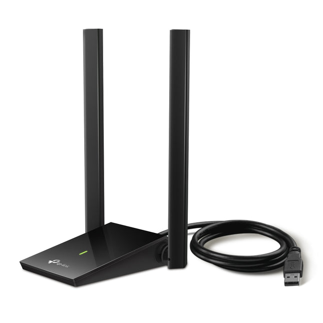 Adaptador USB WiFi TP-Link Archer T4U Plus AC1300 vista frontal con antena ajustable