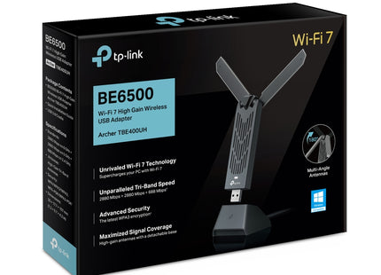 Adaptador de red TP-Link TBE400UH vista completa con embalaje
