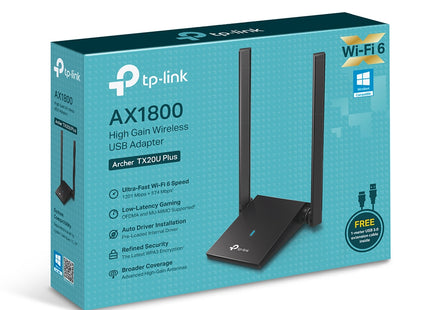 Adaptador USB Wi-Fi AX1800 TP-Link, Archer TX20U Plus