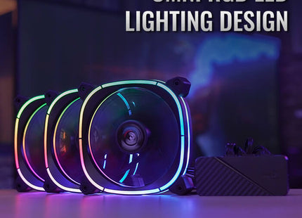 Abanico AeroCool Astro 12 Pro 2 Ventiladores ARGB Pro 120mm | 1 Concentrador de Control H66F | Control Remoto | Negro